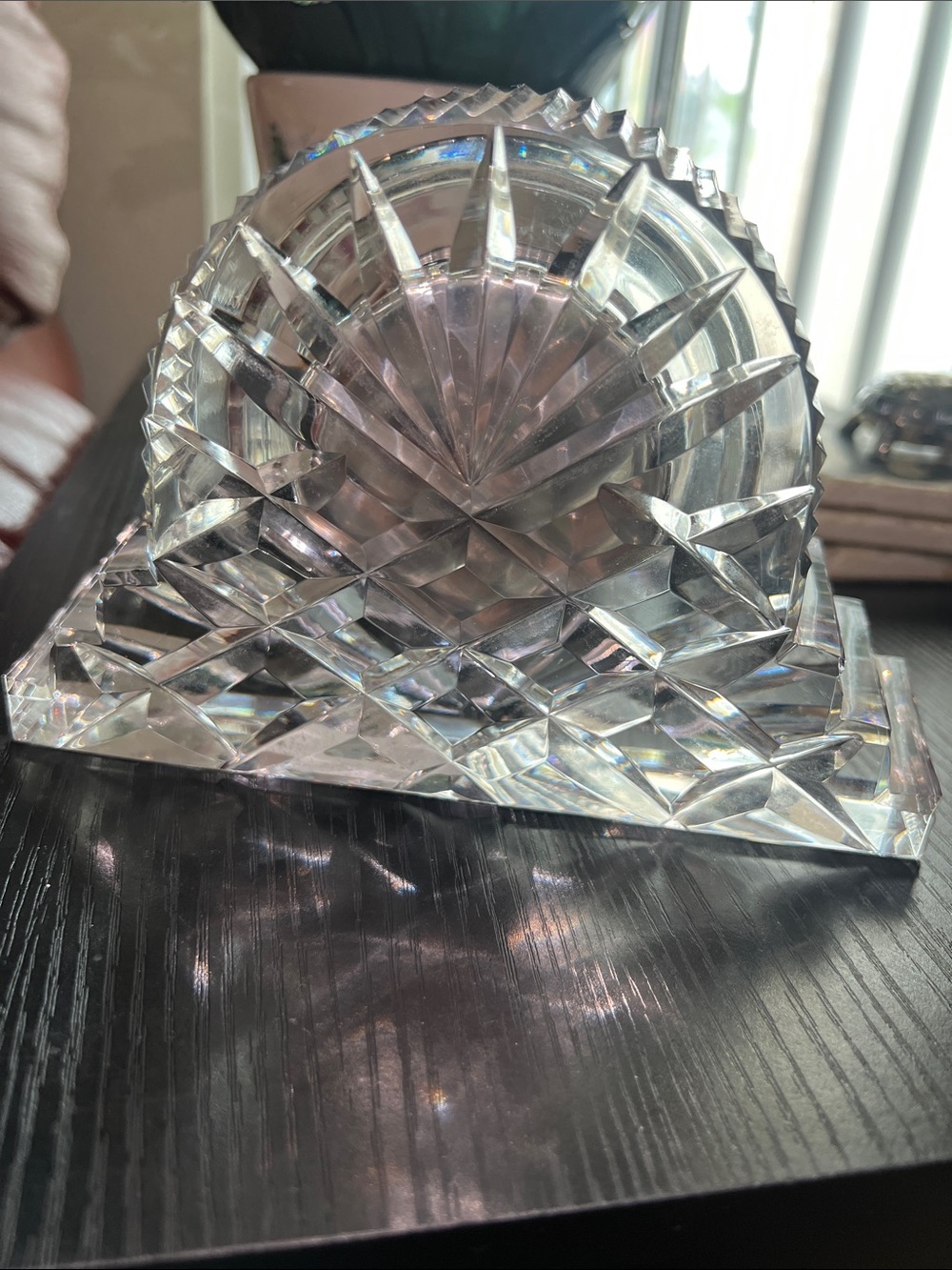 Vintage Waterford Crystal Mantle Clock with Sunburst Design and Roman Numerals - Picture 6 of 9